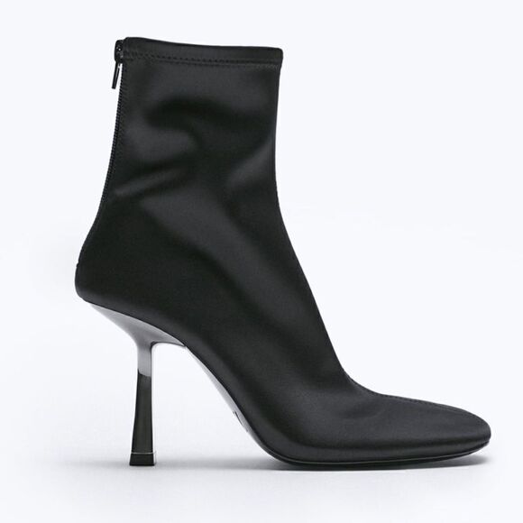 NWT Zara Metallic Heeled Ankle Boots - Picture 2 of 9